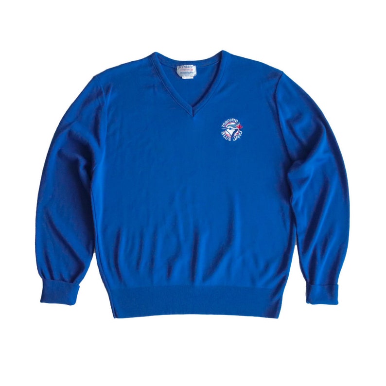 Vintage Toronto Blue Jays Sweater / 80s 90s Long Sleeve V Neck Etsy