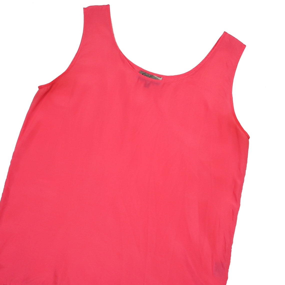 Vintage Silk Tank Top / Neon Pink Fuschia Sleeveless Shell / Etsy België
