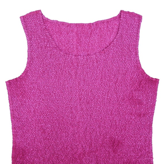 90s Pink Scrunchie Micro Pleat Popcorn Sleeveless Top… Gem