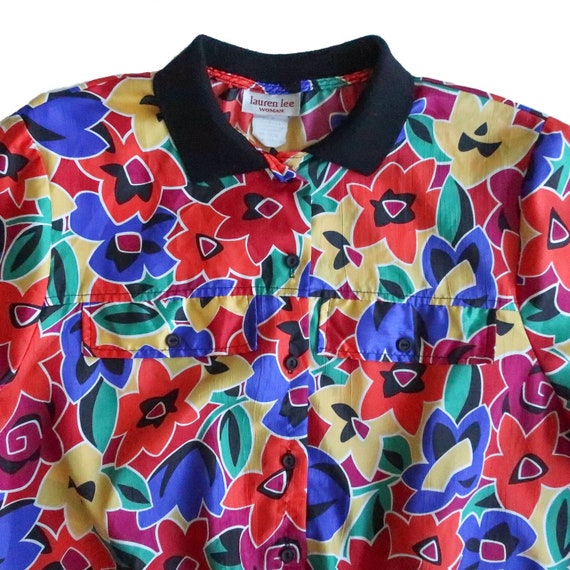 Vintage mid sleeve oversized shirt with floral brown water colour flowers