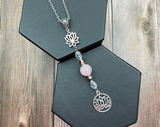 Lotus Flower Rear View Mirror Accessory Crystal Car Decor Etsy