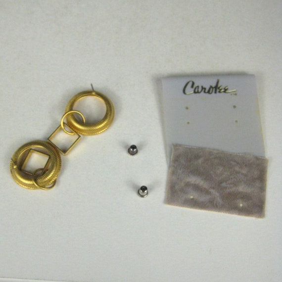 Carolee Goldtone Dangle Earring Pierced Geometric… - image 3