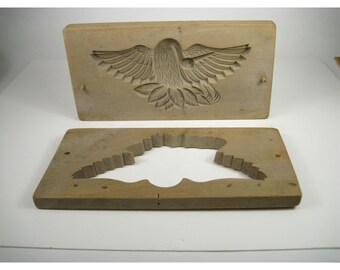 Vintage Japanese Kashigata Wooden Carved Cake Mold Dove Bird Design