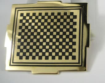 Wendy Ramshaw Brooch British Museum Vintage Gold Tone Checkered Pin Sutton Hoo