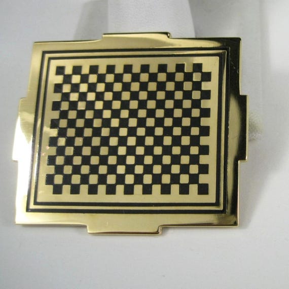 Wendy Ramshaw Brooch British Museum Vintage Gold Tone Checkered Pin Sutton Hoo