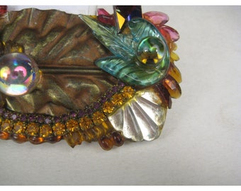 Wendy Gell Handmade Crystal Chunky Belt Buckle Vintage 1982 Statement Art Glass Wendy Gell Handmade Crystal Chunky Belt Buckle Vintage 1982  main image 3