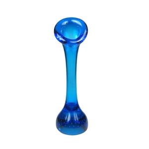 Glass Vintage Mid Century Modern Vintage Cobalt Blue Bud Vase Stretch 9 inch