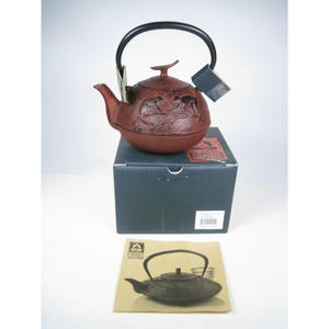 NEW Teavana Japanese Cast Iron Red Monkey 25oz Teapot With Handle Lid Box