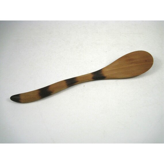 Handcrafted Wooden Spoon Burned Stripe Natural Finish Kitchen Tool Utensil 7 in