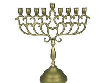 Vintage Brass Menorah Candle Holder 8 in Tall Hanukkah Judaica 9 Branch