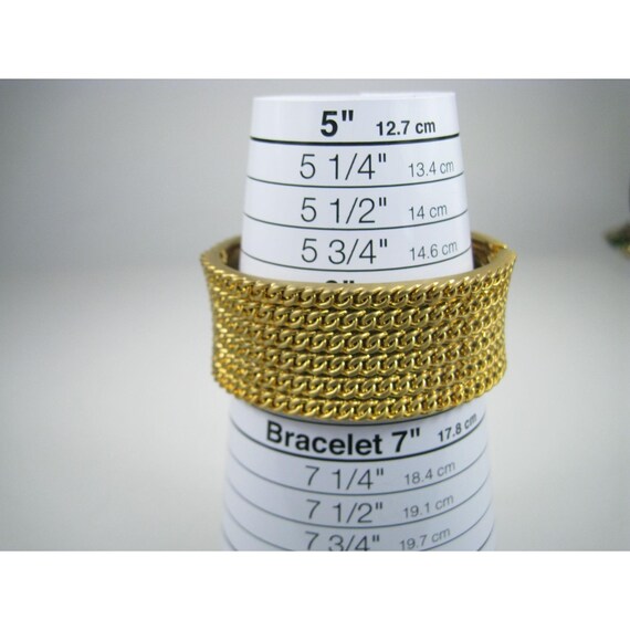 Gold Tone Wide Hinged Statement Bangle Bracelet C… - image 5