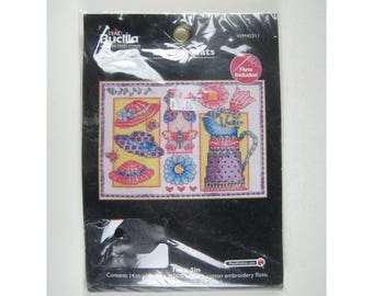 Plaid Bucilla Garden Hats Counted Cross Stitch Kit 7 x 5 inch Floss Instructions