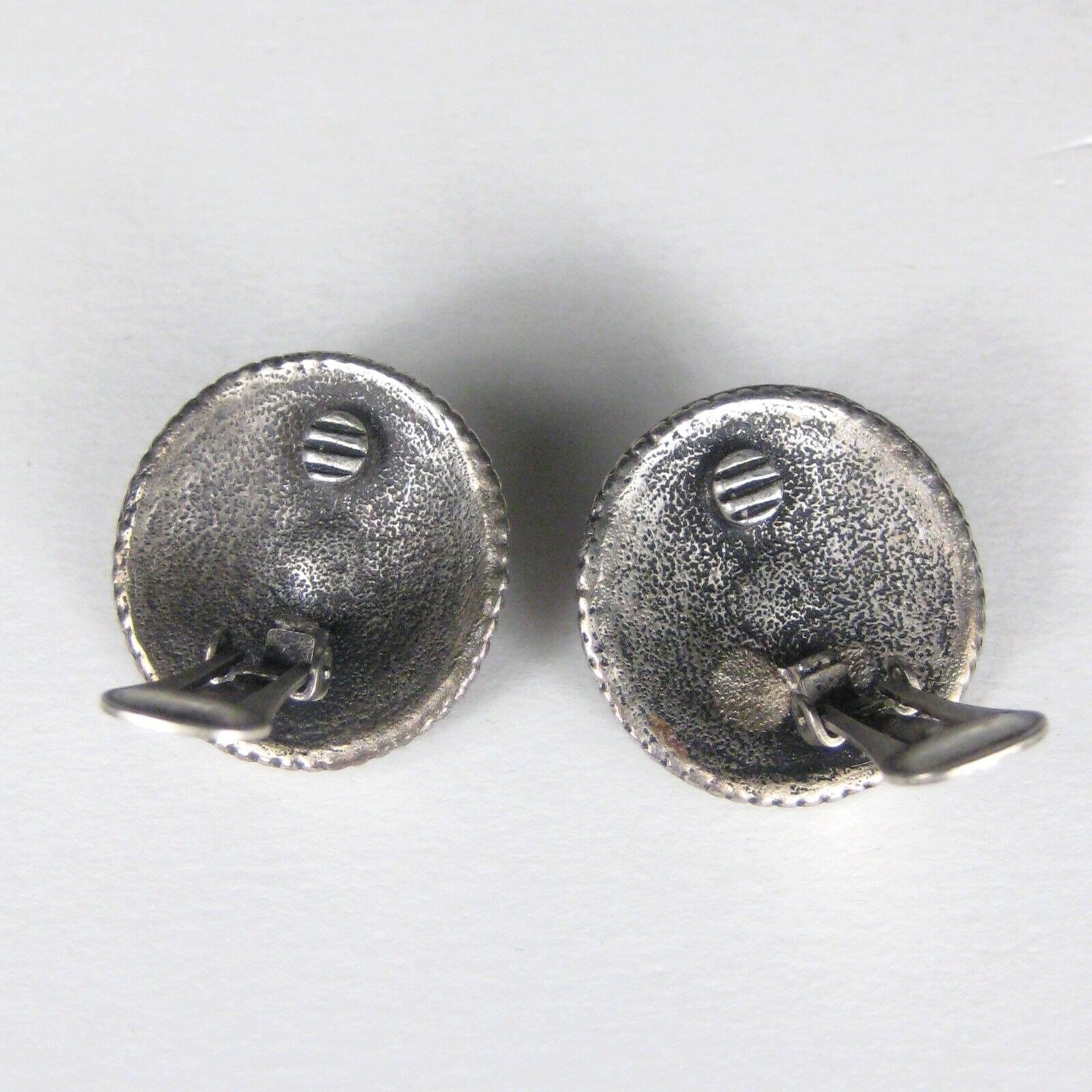 Boucles D'oreilles Clips Vintage Années 80 - Plastique Et Métal Noir/argenté - Occasion