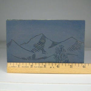 Mountain Landscape Linocut Linoleum Printing Wood Block Stamp Handmade 4 x 6 In bild 2