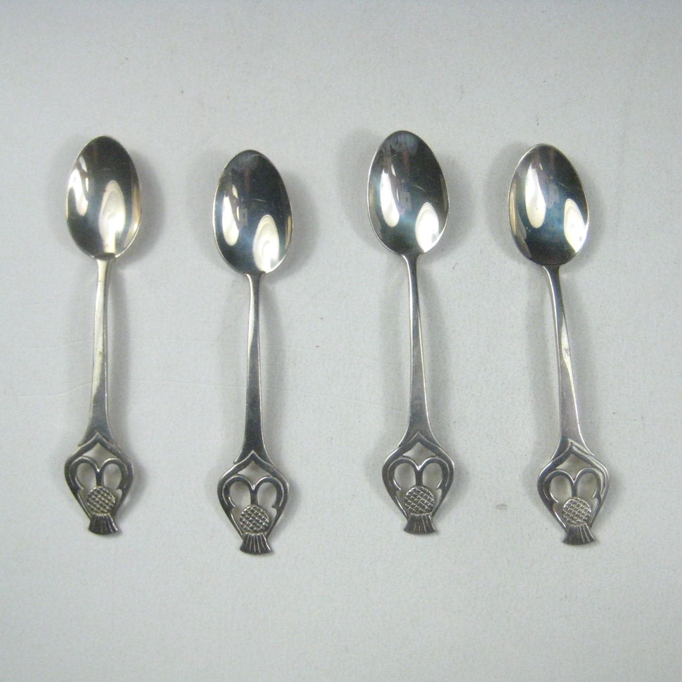 Set of 4 Vintage Silver Teaspoons Thistle Design Signed - Etsy
