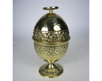 Vintage Jewish Hebrew Sukkot Citron Etrog Box Israel Judaica Gold Tone Israel MCM