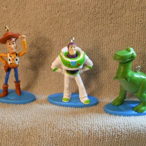 Toy Story Woody, Buzz and T-Rex ornaments