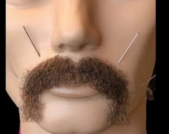 High Quality Brown/Red Human Hair Moustache on Film Lace
