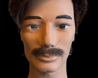 High Quality Black & Grey Moustache on Film lace