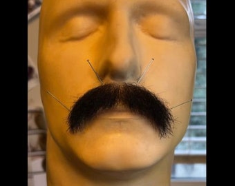Handmade High-Quality Moustache Black /  Human Hair / Film Lace/ Film TV Theatre
