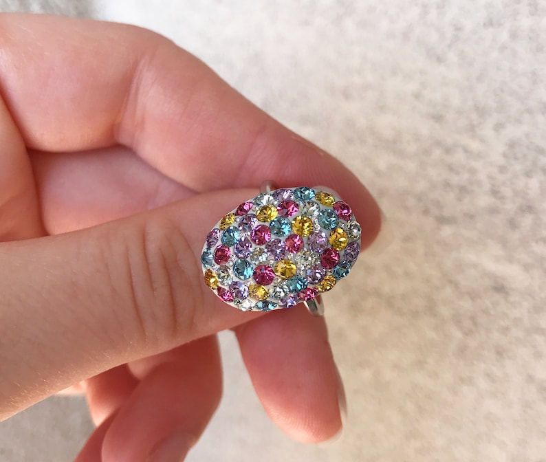 Colorful Swarovski Crystal Ring Rainbow Swarovski Crystal | Etsy