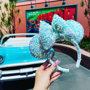 Mint Iridescent Confetti Mouse Ears