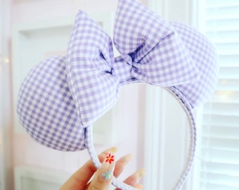 Lilac Gingham Mouse Ears