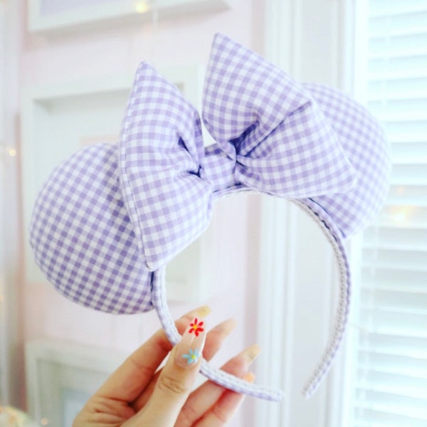Lilac Gingham Mouse Ears