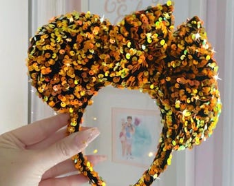 Black Velvet Orange Iridescent Confetti Sequin