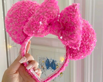 Hot Pink Velvet Sequin Mouse Ears
