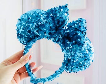 Turquoise Velvet Sequin Mouse Ears