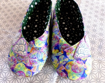 Chaussons KIMONO "feuilles Nénuphars"