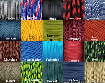 Made in the United States Bored Paracord 550 Paracord for Paracord Crafts 50ft 100ft Hyper