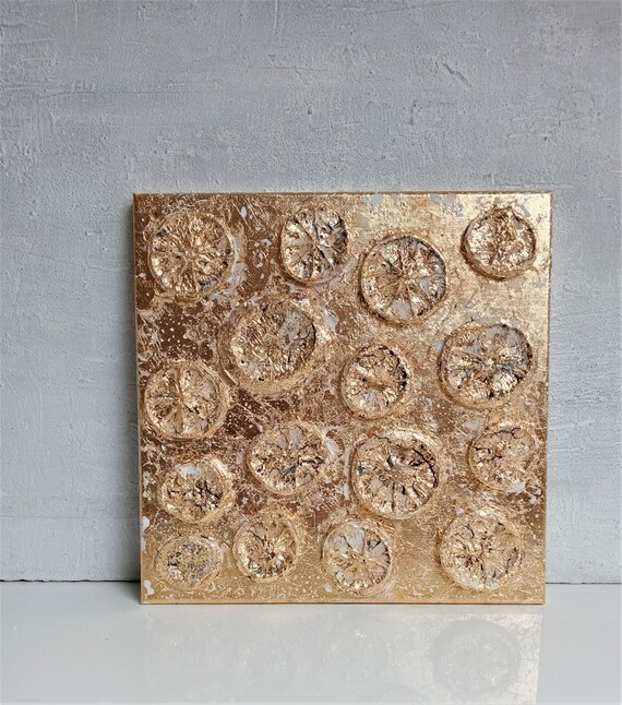 金箔、絵画、抽象画、30x30x1.5、アクリル画、金彩画、原画、抽象