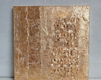 金箔、絵画、抽象画、30x30x1.5、アクリル画、金彩画、原画、抽象