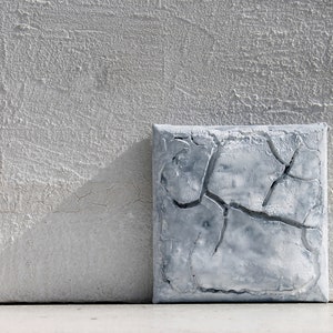 Abstract Painting, marble flour, shades of grey, 4x4x0,6&quot;, art painting, acrylic, impasto contemporary art, impasto art, germany, concrete
