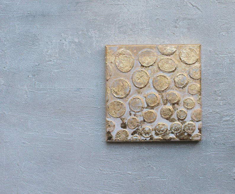 painting gold unikat art Texture Painting original painting Gold leaf 6x6 wall decor acryl contemporary art handmade painting