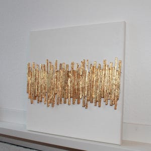 Gold leaf, Abstract, paper, gift, 16x16x0,6" office decor, mixed media, gold, wall decor, art, golden Art, contemporary, wall art, artworks
