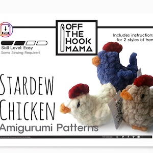 Crochet Chicken PATTERN - Stardew hen Amigurumi, chicken crochet pattern, Kawaii Chicken Crochet Hen Crochet Pattern. CROCHET CHICKEN