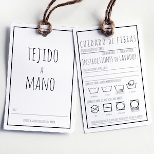 2 PDF descarga instantánea – ambas instrucciones de cuidado de tejido hecho a mano y etiquetas de instrucciones de lavado/secado. Tejer.