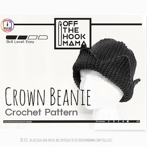 PDF Instant Download - CROCHET PATTERN - Riverdale, Jug Head Jones ribbed crochet Crown hat pattern. Whoopie Cap.