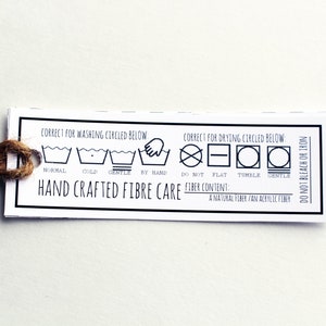 16 DIY Print and cut - Skinny Labels - Garment Hang tags - Hand crafted care Instruction for Washing and drying. Increase reviews and sales.