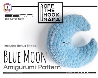 Moon Shaped Amigurumi Crochet Pillow PATTERN: No Sew Nursery Decor (Instant Download)