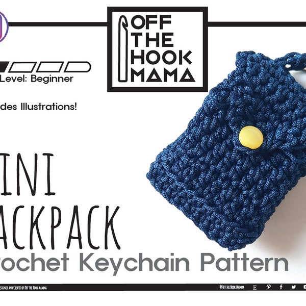 Crochet Mini Back Pack Pattern. Keychain Crochet Pattern Crochet Bag Pattern/ DIY Crochet Crystal Pouch Pattern. Crochet Doll Back Pack PDF