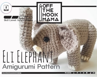 Elephant Amigurumi CROCHET PATTERN, Tried & Tested Elephant Pattern. easy to follow crochet pattern DIY Safari Nursery gift animal theme.