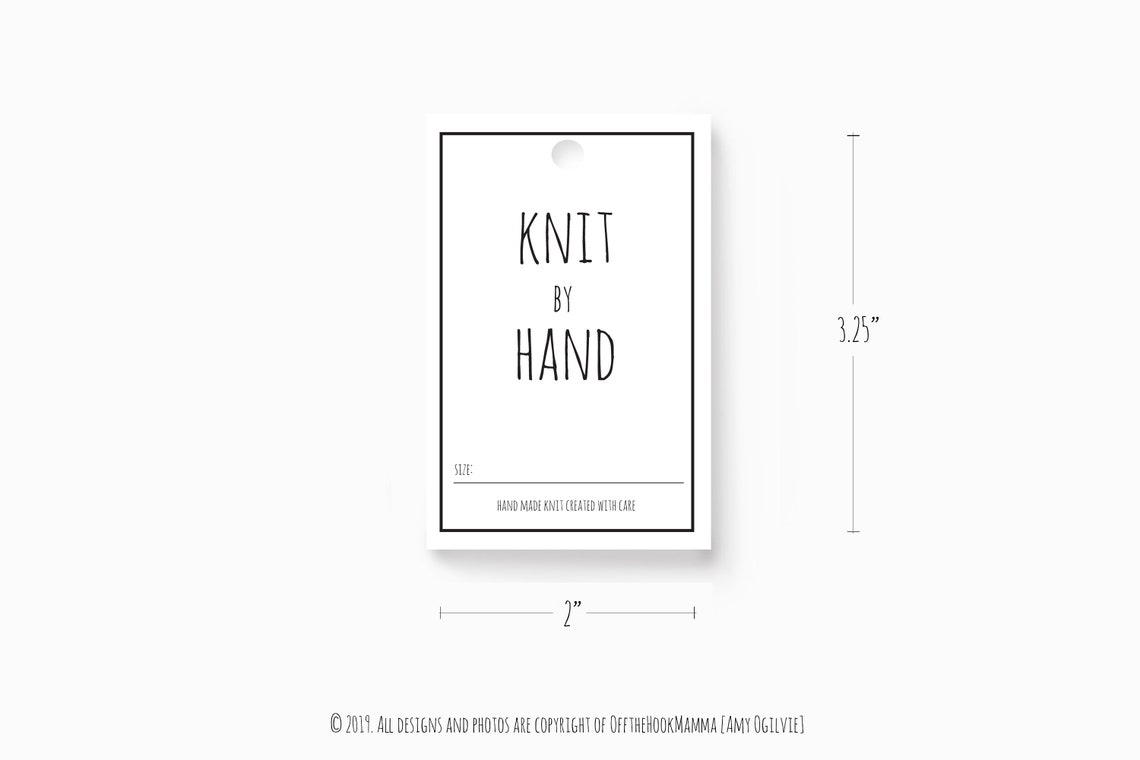 Printable Knit Etsy Maker Tag Bundle / Knit by Hand Tag/ Etsy Canada