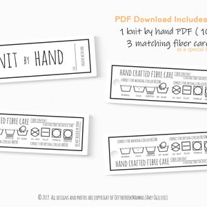 DIY Print and Cut - Skinny 4pg - Knit by Hand Garment Size & Material Hang Care Tag Labels für kleines Handmade Business Wachstum und Erfolg