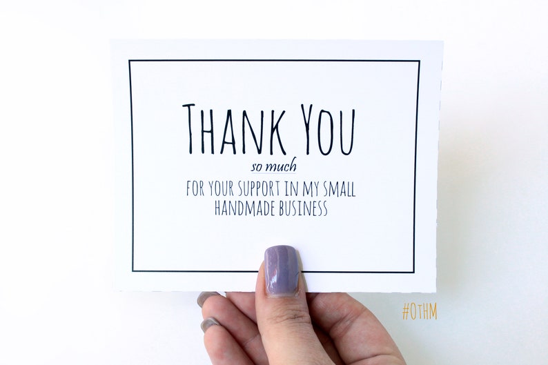 Simple Thank you cards for handmade business PDF Printable Customer Appreciation Card Grateful Handmade Maker Thank you Note Mini Post Cards 