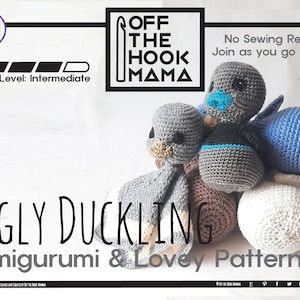 Ugly Duckling Amigurumi - NO SEW - Crochet Amigurumi and Lovey Pattern set. Includes photo tutorials DIY Nursery Décor Baby Crochet Pattern