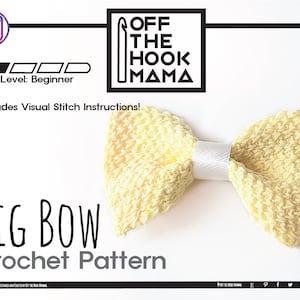 Big Hair Bow Crochet Pattern. Staggered Granite Stitch Crocheting Pattern includes stitch diagrams. Simple beginner friendly crochet pattern